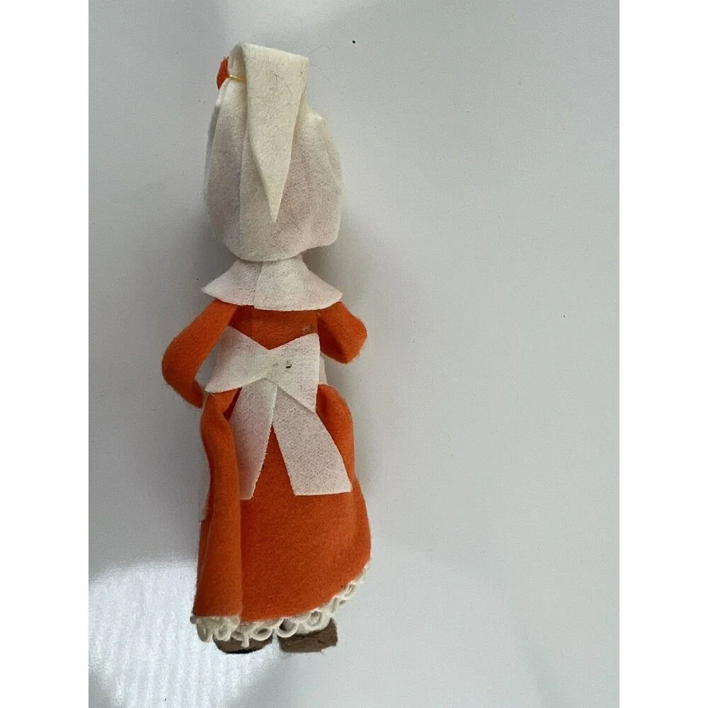 Vintage Thanksgiving Girl Pixie Elf Pilgrim Felt Figure 6